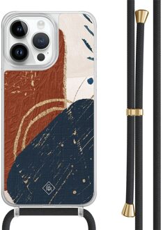 Casimoda iPhone 13 Pro Max hoesje met zwart koord - Abstract terracotta Blauw