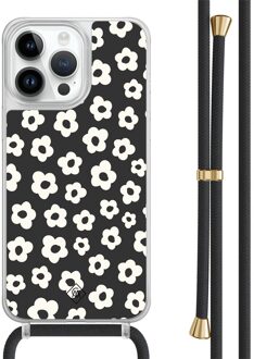 Casimoda iPhone 13 Pro Max hoesje met zwart koord - Retro bloempjes