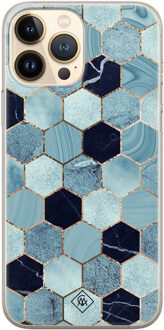 Casimoda iPhone 13 Pro Max siliconen hoesje - Blue cubes Blauw