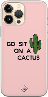 Casimoda iPhone 13 Pro Max siliconen hoesje - Go sit on a cactus Roze