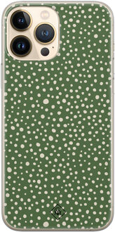 Casimoda iPhone 13 Pro Max siliconen hoesje - Green dots Groen