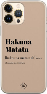 Casimoda iPhone 13 Pro Max siliconen hoesje - Hakuna matata Bruin/beige