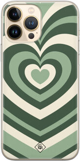 Casimoda iPhone 13 Pro Max siliconen hoesje - Hart swirl groen