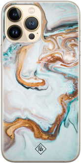 Casimoda iPhone 13 Pro Max siliconen hoesje - Marmer blauw goud Blauw, Goudkleurig