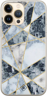 Casimoda iPhone 13 Pro Max siliconen hoesje - Marmer blauw
