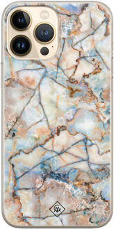 Casimoda iPhone 13 Pro Max siliconen hoesje - Marmer bruin blauw Bruin/beige, Blauw