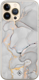 Casimoda iPhone 13 Pro Max siliconen hoesje - Marmer grijs Grijs/zilverkleurig