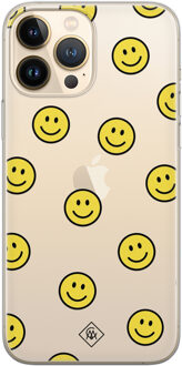 Casimoda iPhone 13 Pro Max siliconen hoesje - Smileys Geel, Transparant