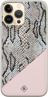 Casimoda iPhone 13 Pro Max siliconen hoesje - Snake print Roze