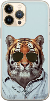 Casimoda iPhone 13 Pro Max siliconen hoesje - Tijger wild Blauw