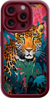 Casimoda iPhone 13 Pro rode case - Luipaard jungle Rood