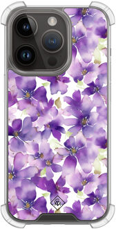 Casimoda iPhone 13 Pro shockproof hoesje - Floral violet Paars