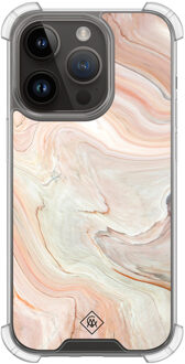 Casimoda iPhone 13 Pro shockproof hoesje - Marmer waves Bruin/beige
