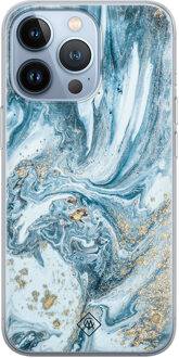 Casimoda iPhone 13 Pro siliconen hoesje - Marble sea Blauw