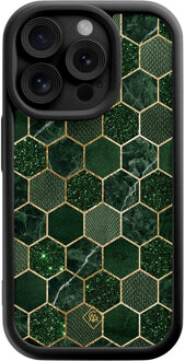 Casimoda iPhone 13 Pro zwarte case - Kubus groen
