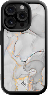 Casimoda iPhone 13 Pro zwarte case - Marmer grijs Grijs/zilverkleurig