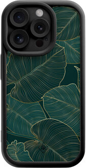Casimoda iPhone 13 Pro zwarte case - Monstera leaves Groen