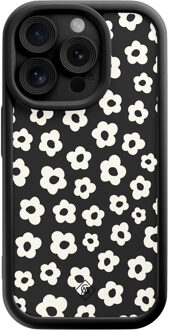Casimoda iPhone 13 Pro zwarte case - Retro bloempjes