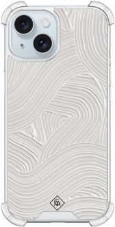 Casimoda iPhone 13 shockproof hoesje - Abstract beige waves Grijs/zilverkleurig