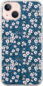 Casimoda iPhone 13 siliconen hoesje - Bloemen blauw