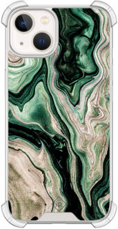 Casimoda iPhone 13 siliconen shockproof hoesje - Green waves Groen