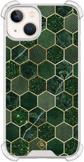 Casimoda iPhone 13 siliconen shockproof hoesje - Kubus groen