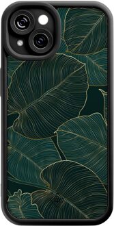 Casimoda iPhone 13 zwarte case - Monstera leaves Groen
