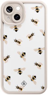 Casimoda iPhone 14 beige case - Bee happy Bruin/beige