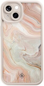 Casimoda iPhone 14 beige case - Marmer waves Bruin/beige