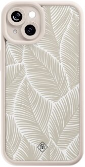 Casimoda iPhone 14 beige case - Palmy leaves beige Bruin/beige