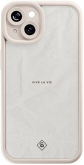 Casimoda iPhone 14 beige case - Vive la vie Grijs/zilverkleurig
