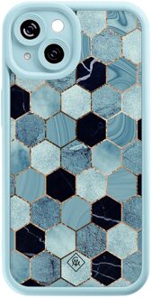 Casimoda iPhone 14 blauwe case - Blue cubes