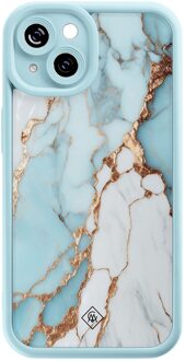 Casimoda iPhone 14 blauwe case - Marmer lichtblauw