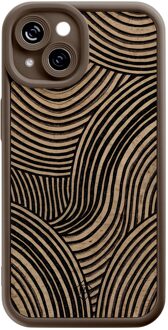 Casimoda iPhone 14 bruine case - Ebony waves Bruin/beige