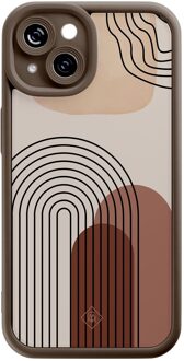 Casimoda iPhone 14 bruine case - Warm curves Bruin/beige