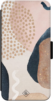 Casimoda iPhone 14 flipcase - Abstract dots Bruin/beige