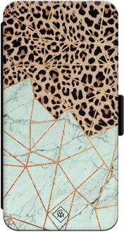 Casimoda iPhone 14 flipcase - Luipaard marmer mint