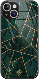 Casimoda iPhone 14 glazen hardcase - Abstract groen