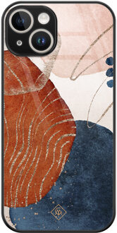 Casimoda iPhone 14 glazen hardcase - Abstract terracotta Multi
