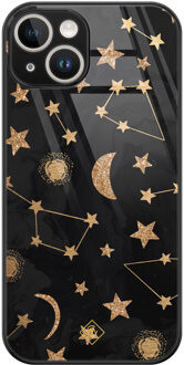 Casimoda iPhone 14 glazen hardcase - Counting the stars Goudkleurig