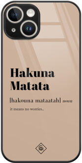 Casimoda iPhone 14 glazen hardcase - Hakuna Matata Bruin/beige