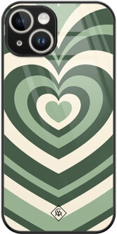 Casimoda iPhone 14 glazen hardcase - Hart swirl groen