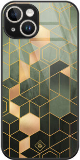 Casimoda iPhone 14 glazen hardcase - Kubus groen