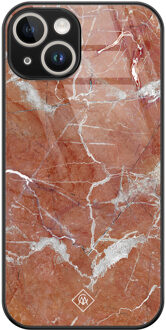 Casimoda iPhone 14 glazen hardcase - Marble sunkissed Rood