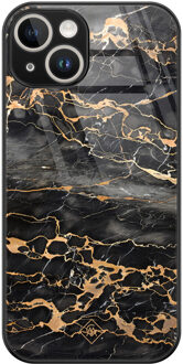 Casimoda iPhone 14 glazen hardcase - Marmer grijs brons Grijs/zilverkleurig