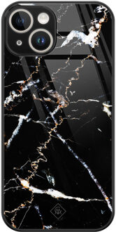Casimoda iPhone 14 glazen hardcase - Marmer zwart