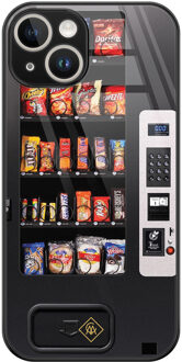 Casimoda iPhone 14 glazen hardcase - Snoepautomaat Grijs/zilverkleurig