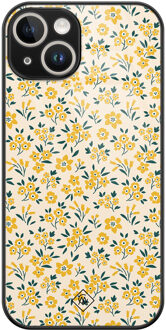 Casimoda iPhone 14 glazen hardcase - Yellow garden Geel
