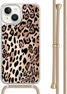 Casimoda iPhone 14 hoesje met beige koord - Golden wildcat Bruin/beige