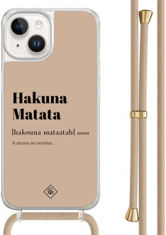 Casimoda iPhone 14 hoesje met beige koord - Hakuna matata Bruin/beige